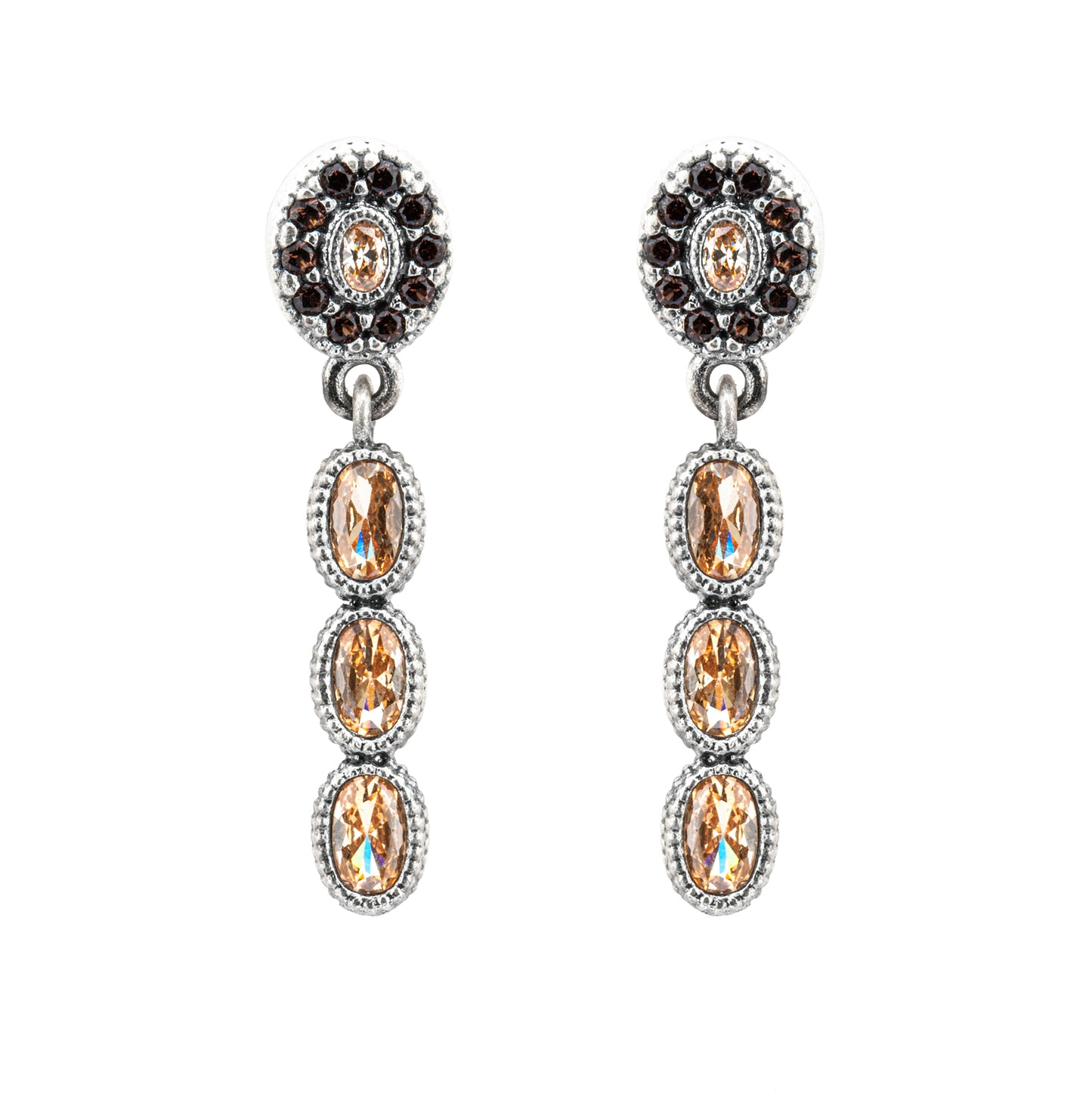P922 PENDIENTES PLATA CIRCONITAS CAVA OVALES MEDIANAS