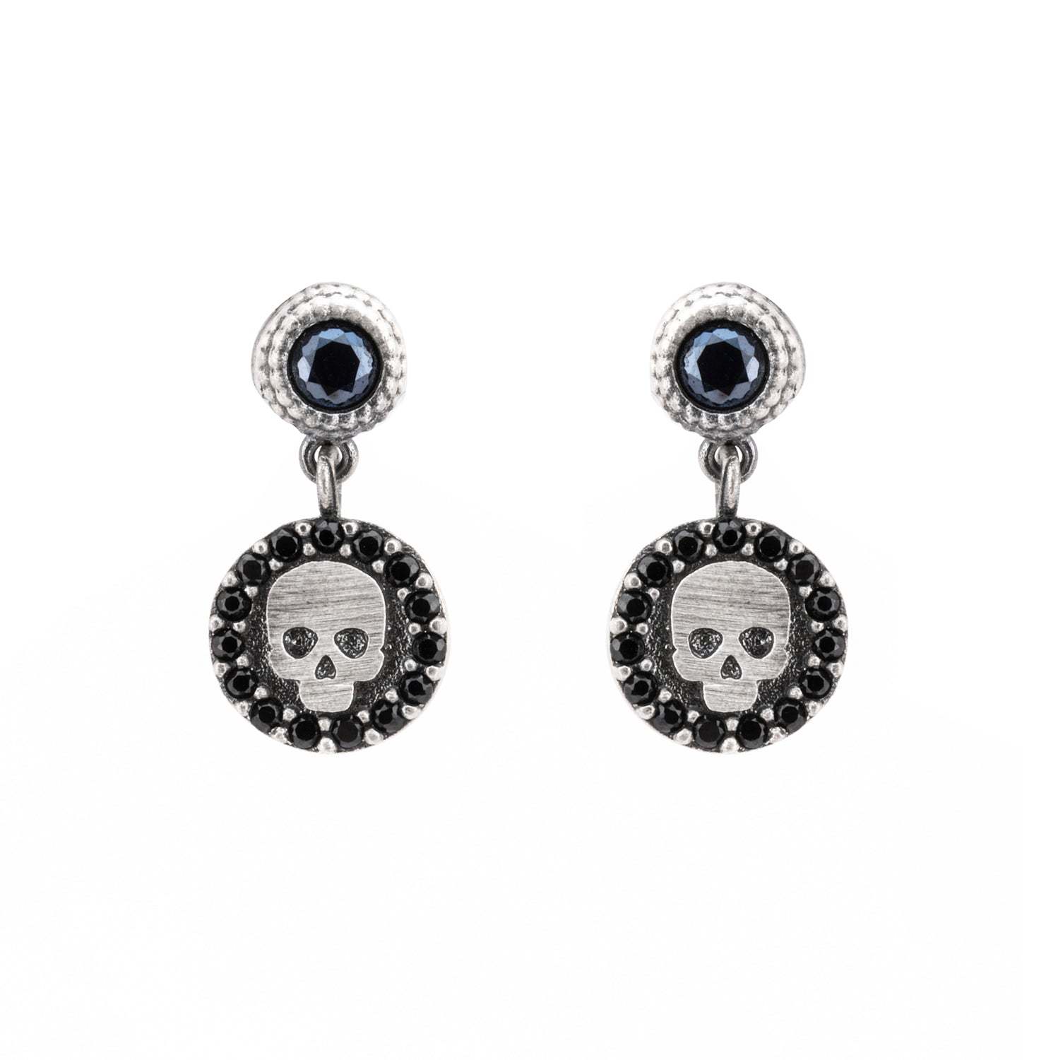 Pendientes plata grabado calavera