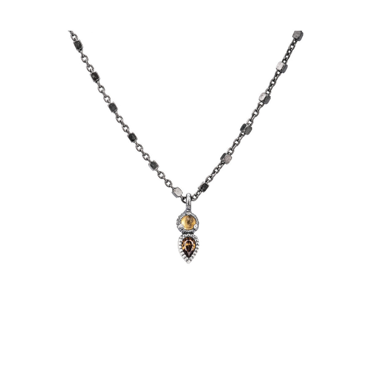 C545 COLGANTE PLATA CITRINO Y CIRCONITA BROWN.