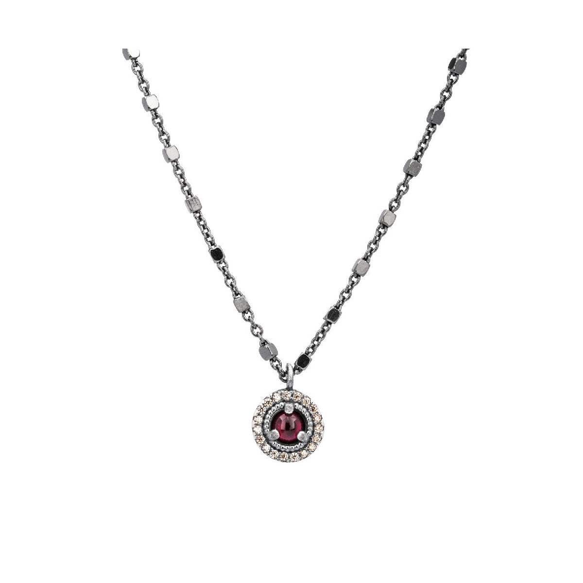 C558 COLGANTE PLATA GRANATE Y CIRCONITA CAVA.