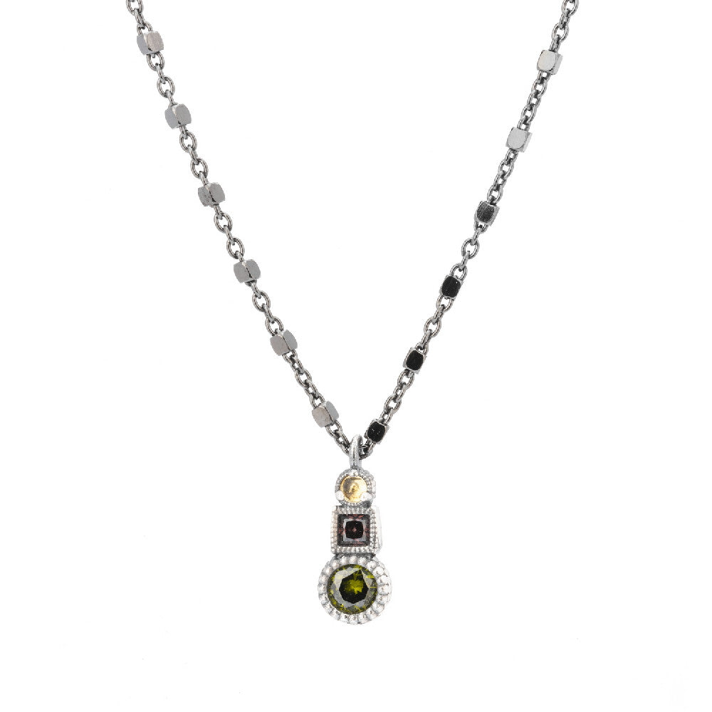 C683 COLGANTE PLATA CITRINO, CIRCONITA BROWN Y VERDE
