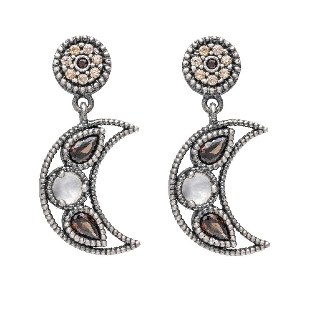 Pendientes luna plata