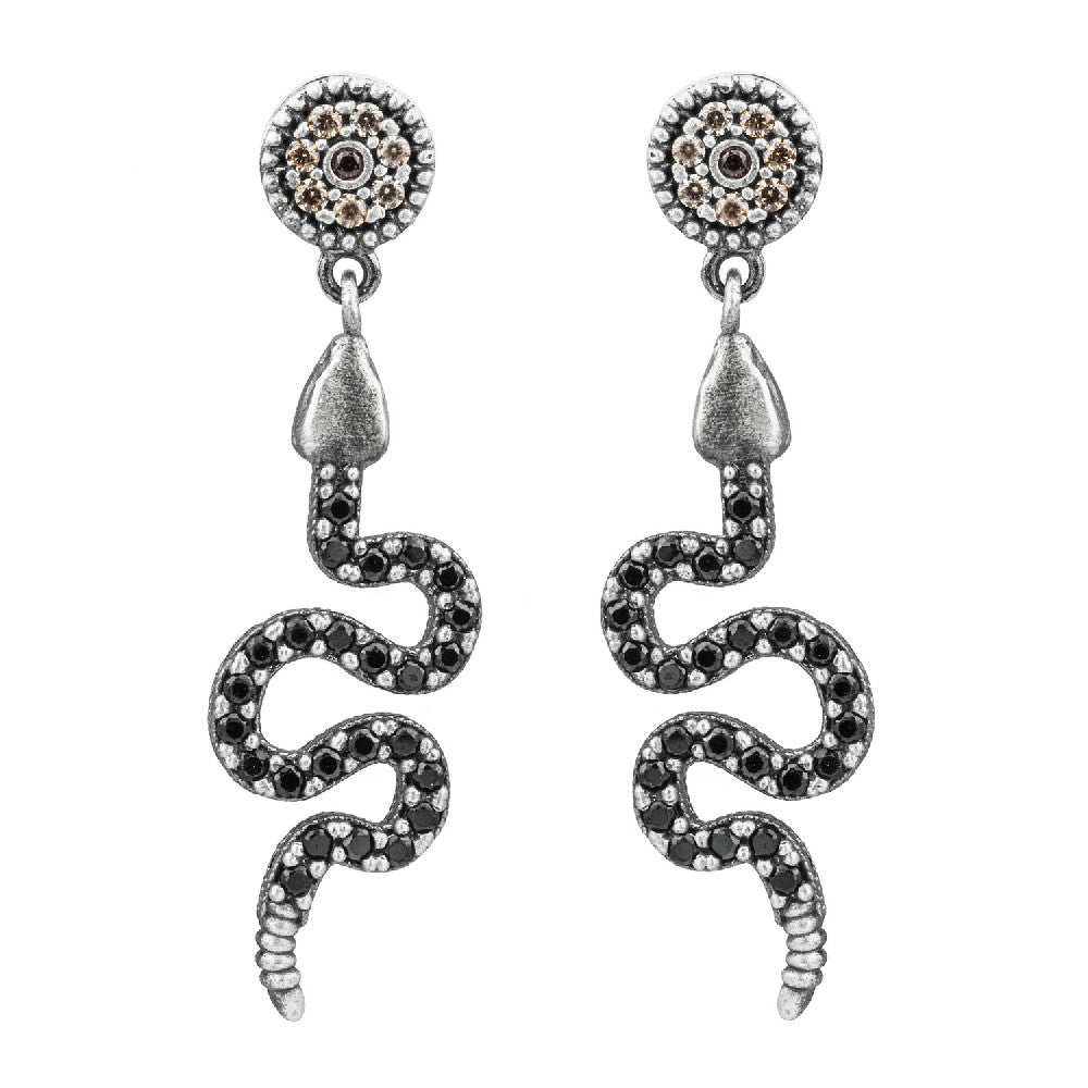 Pendientes plata zig zag snake