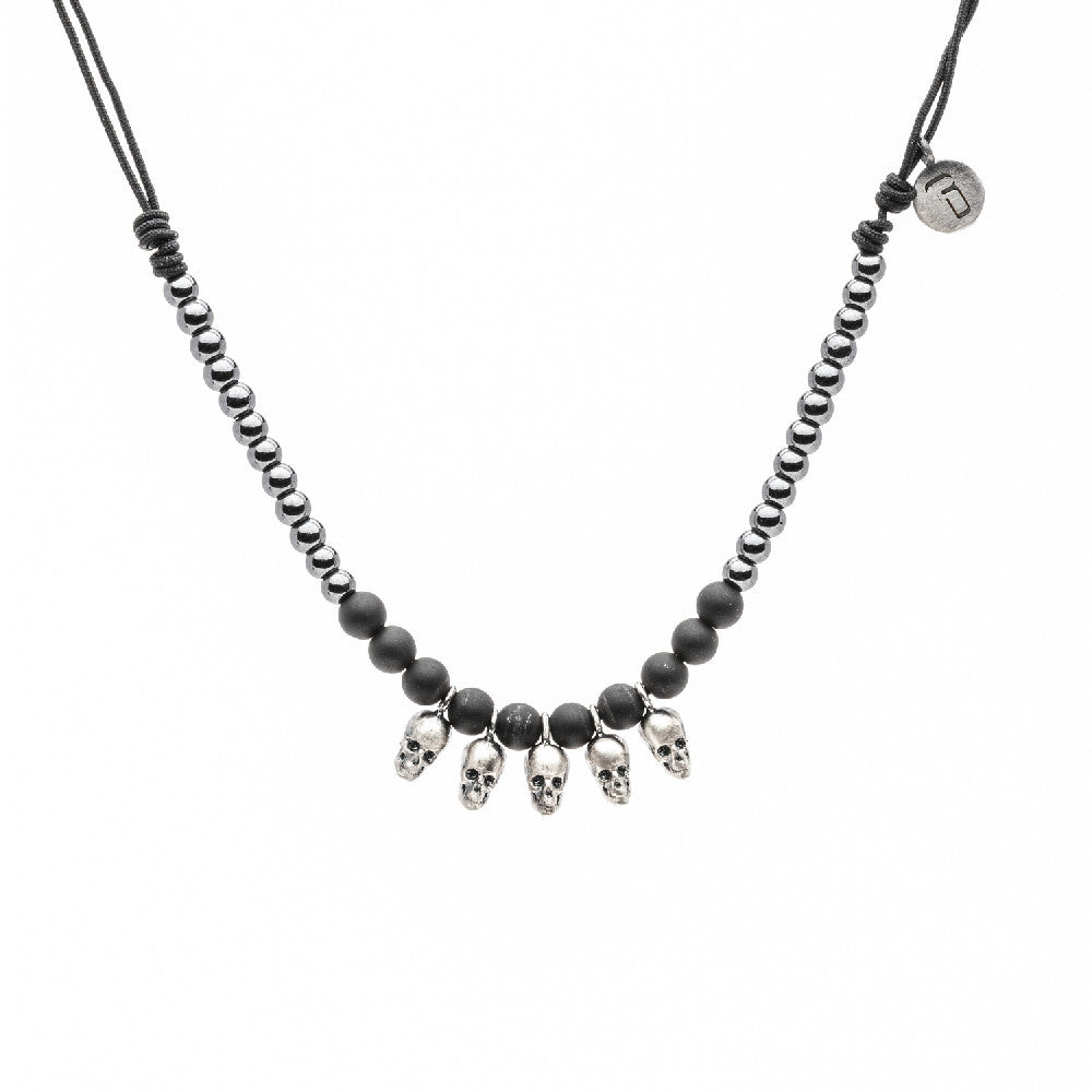 Colgante plata macramé calavera