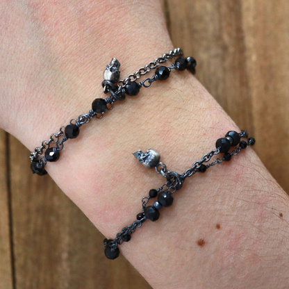 Pulsera Plata Calavera Rosario