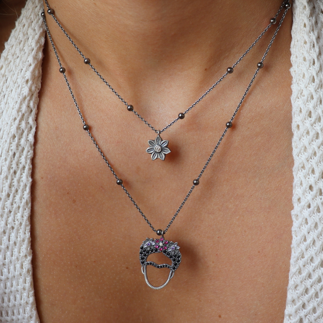 Colgante Flor Frida Plata