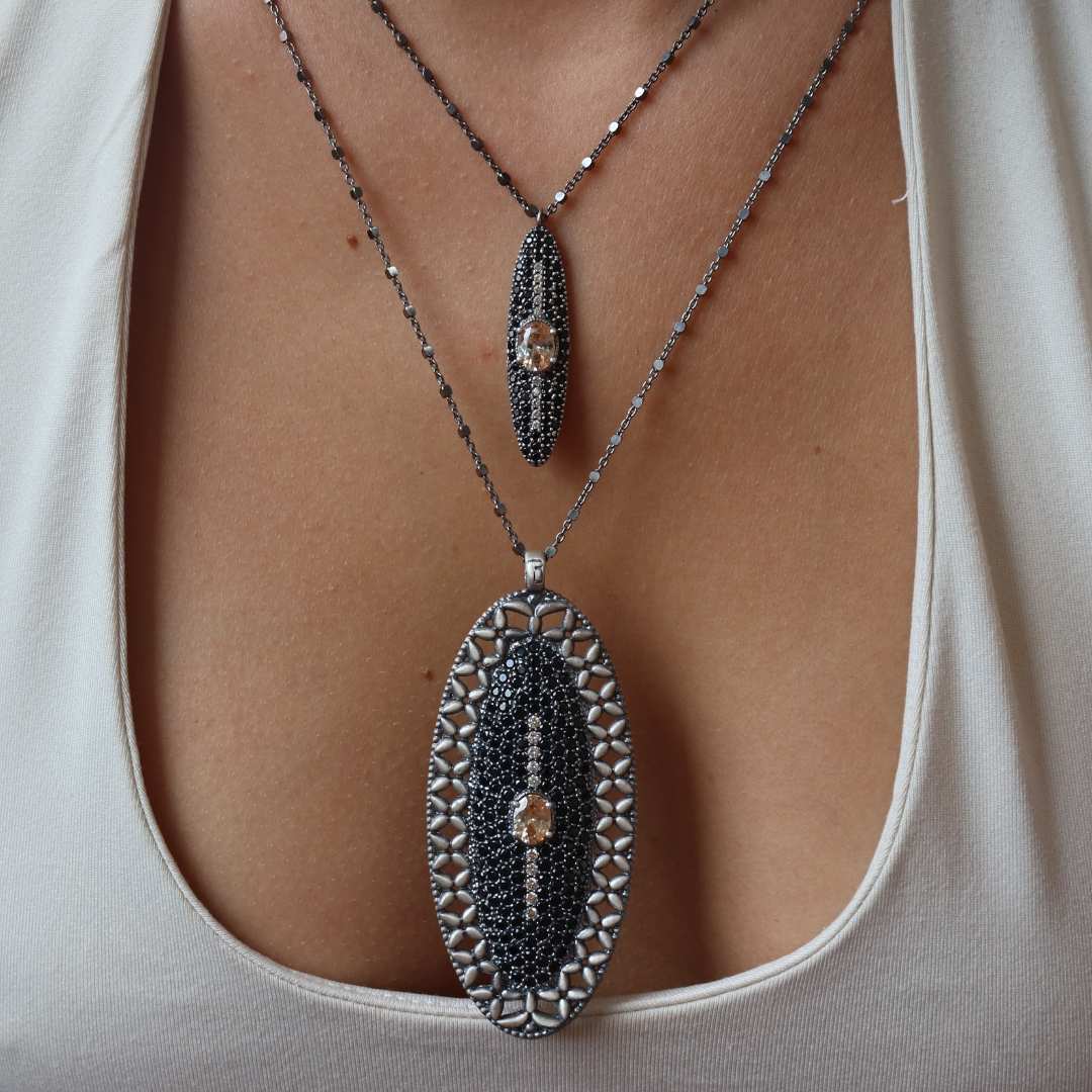 Colgante Grande Plata Ovalado