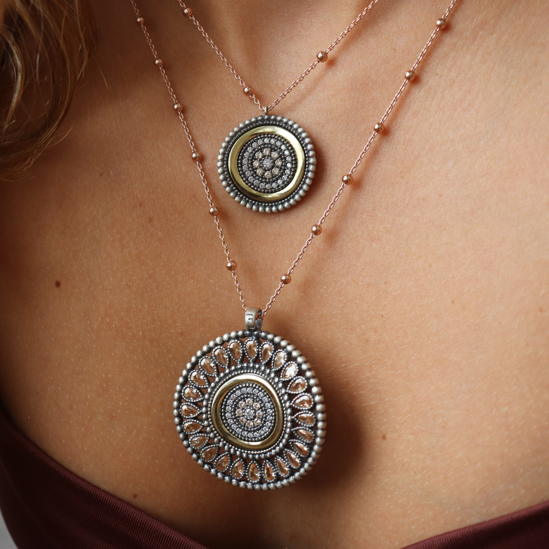 Colgante Mediano Plata y Bronce