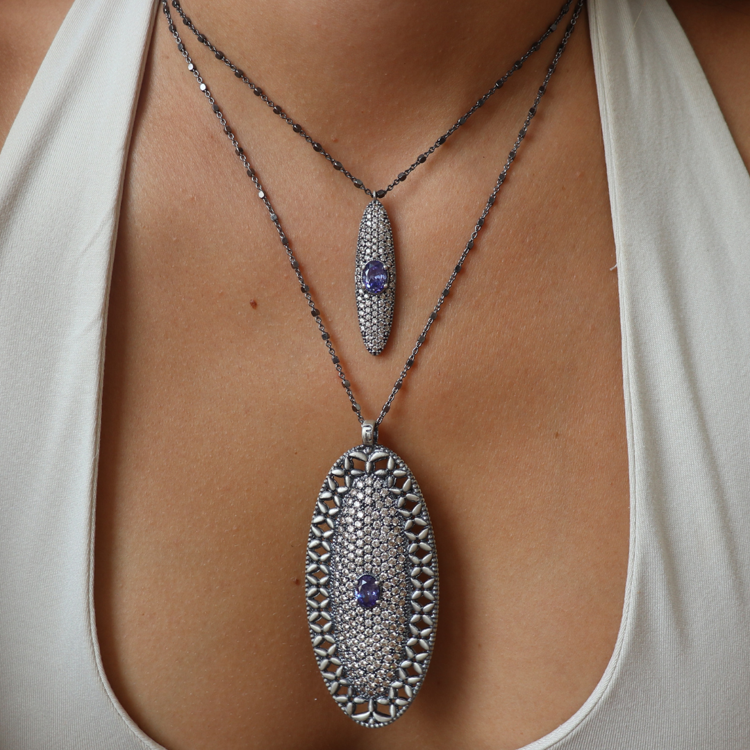 Colgante Grande Plata Ovalado