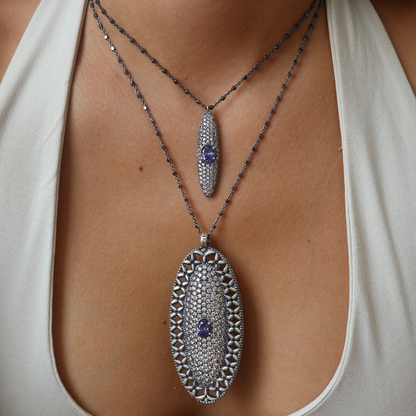 Colgante Grande Plata Ovalado