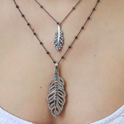 Colgante Grande Plata Pluma