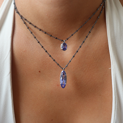 Colgante Plata Circonita Ovalada