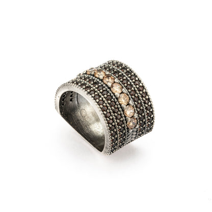 15604 ANILLO ANCHO PLATA, CIRCONITAS CAVA Y BROWN