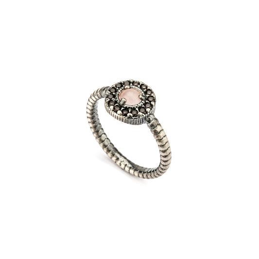 15620 ANILLO PLATA OJO GATO ROSA, CIRCONITAS BROWN