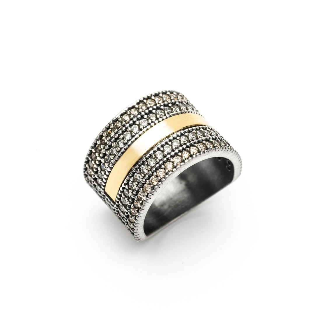 Anillo Ancho Plata y Bronce