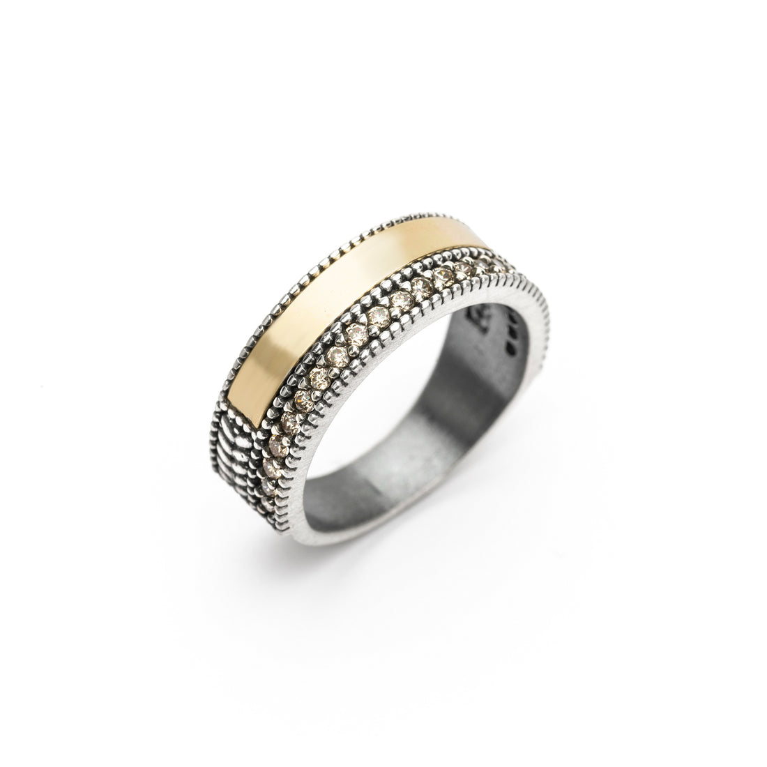 Anillo Plata y Bronce Circonitas