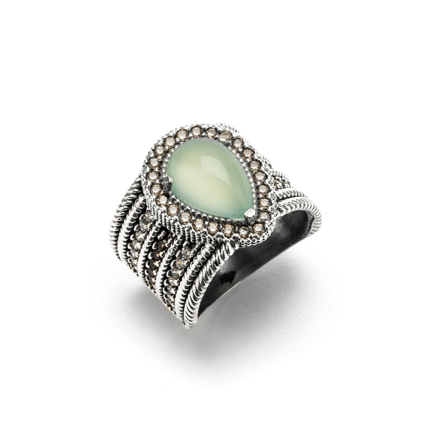 Anillo Plata Gota Calcedonia