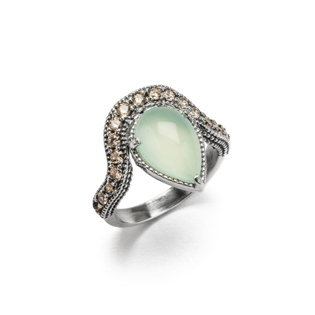 Anillo Plata Gota Calcedonia Silueta