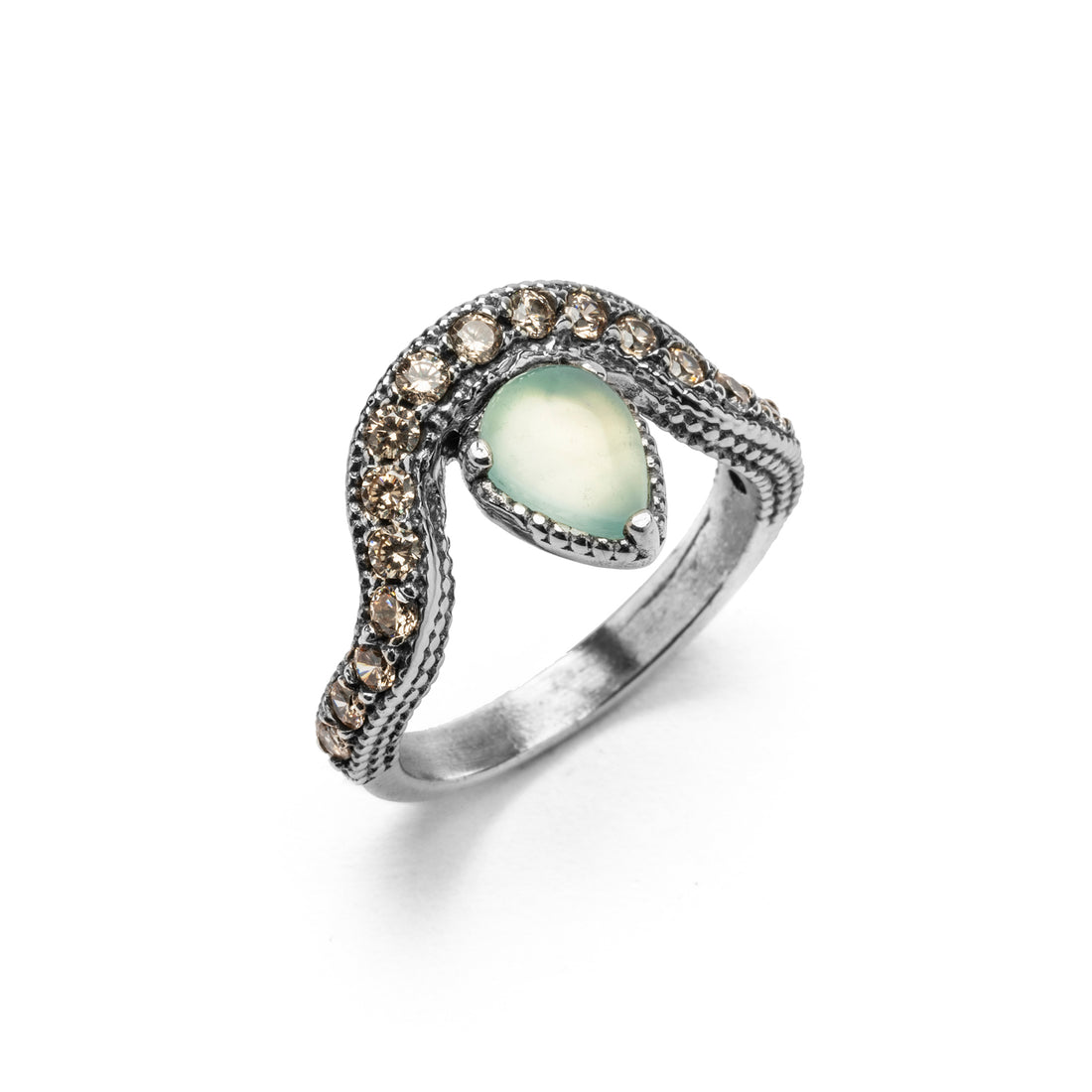 Anillo Plata Gota Calcedonia Pequeña