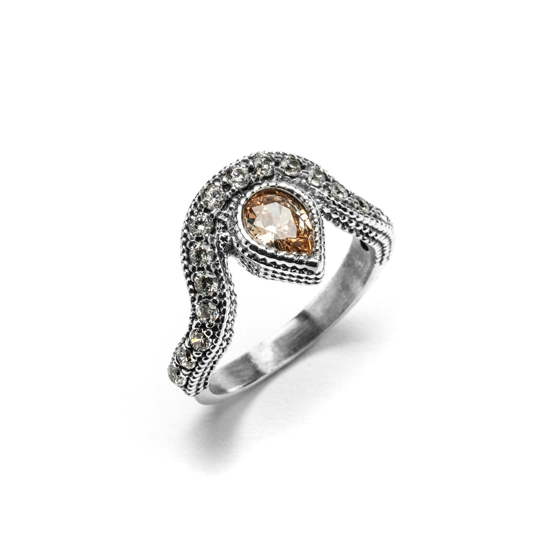 Anillo Grande Plata Gota Cava