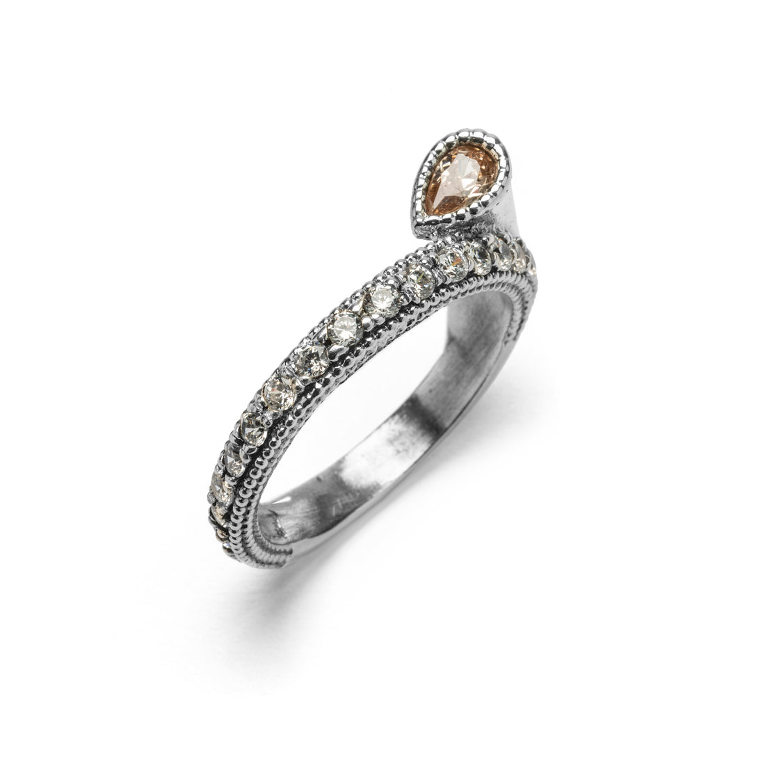 Silver Ring with Cubic Zirconia Strap