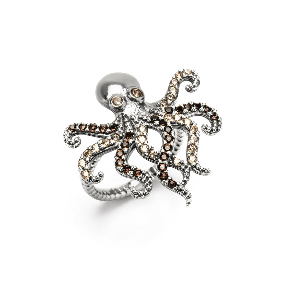 Anillo Grande Plata Pulpo