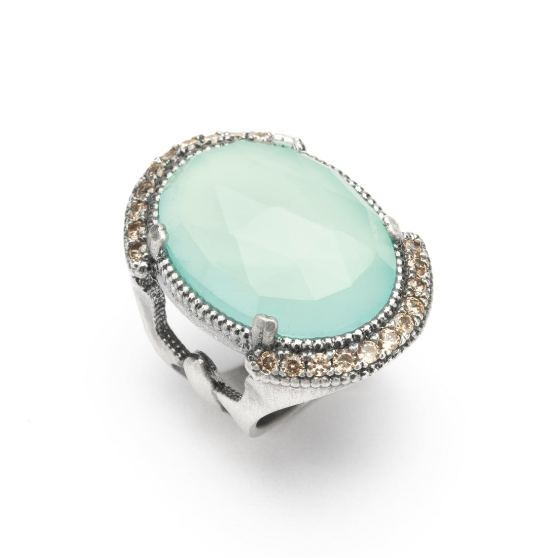 Anillo grande plata calcedonia, circos cava