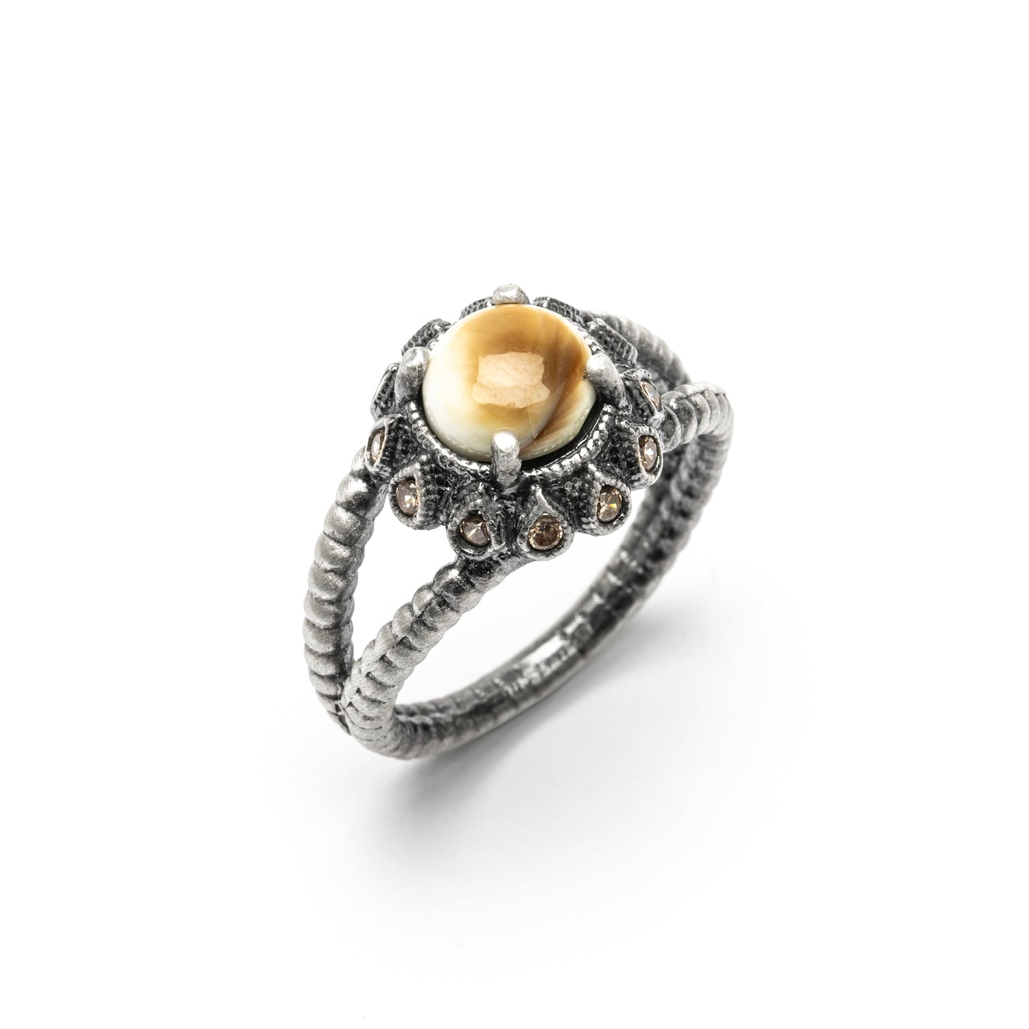 anillo plata pequeño Shiva redonda, gotas cava