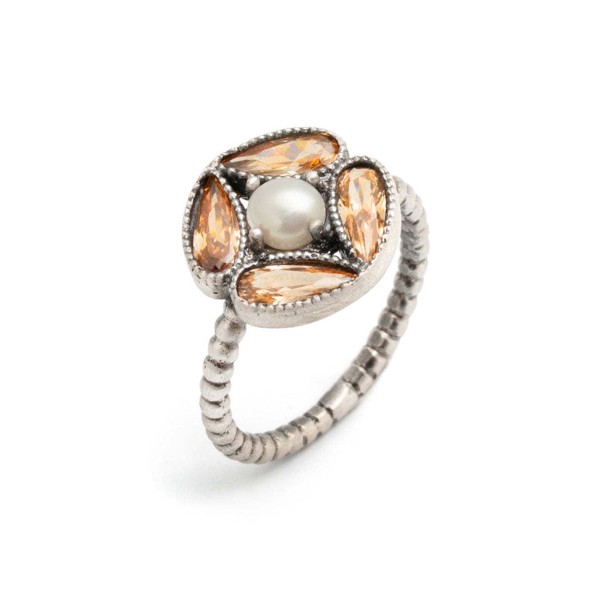 Anillo plata perla