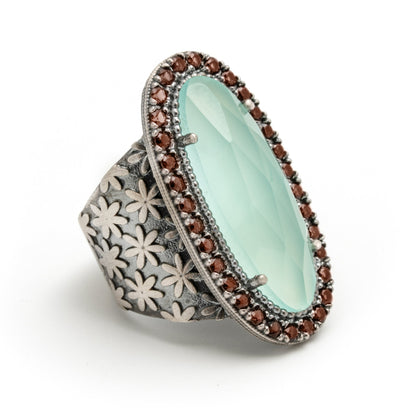 Anillo plata XL calcedonia