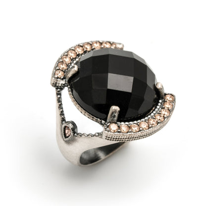 Anillo grande plata ónix
