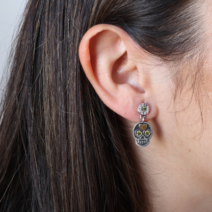 Pendientes Plata y Bronce Calavera Pequeños