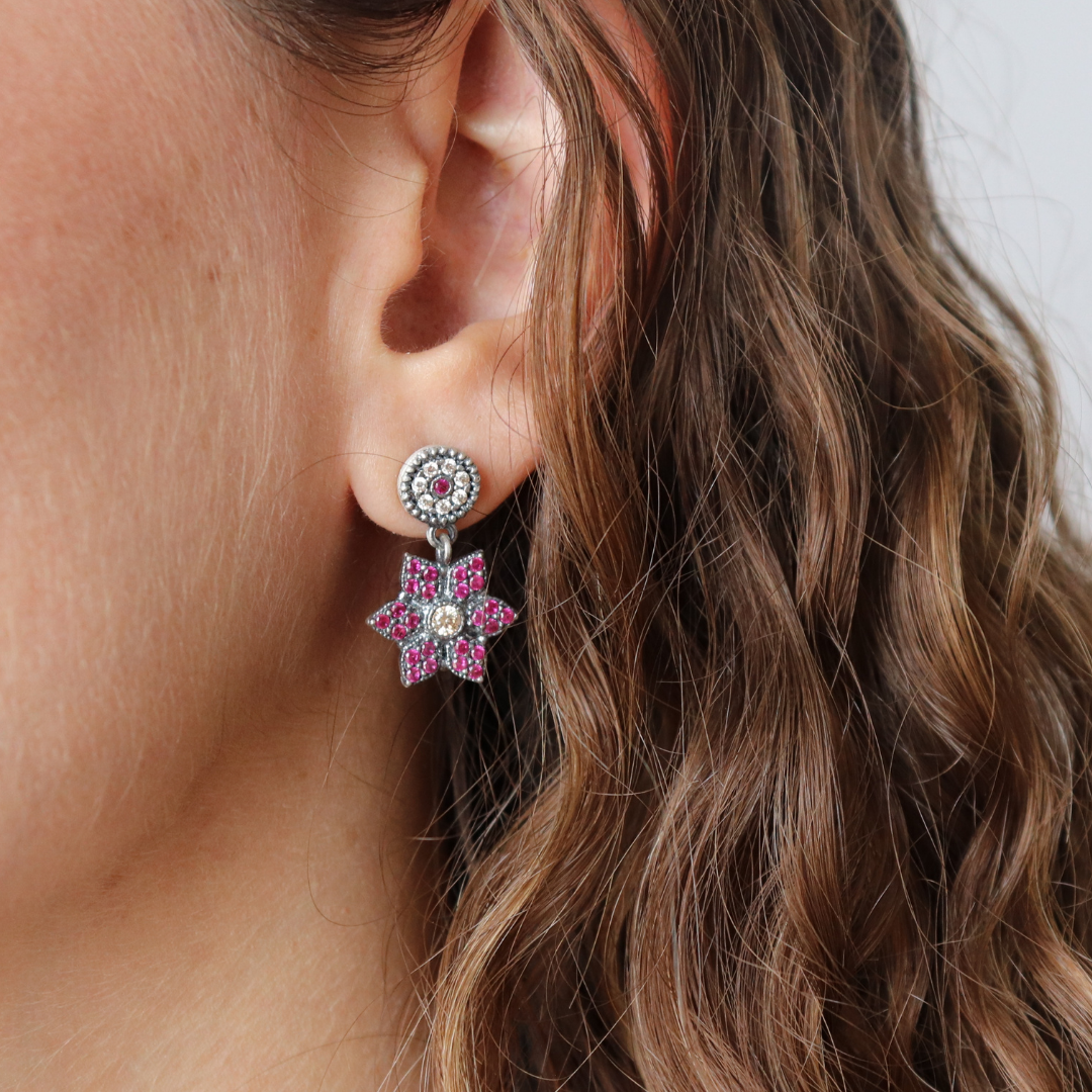 Pendientes Plata Flor Circonitas Frida