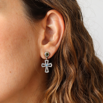 Pendientes Plata Cruz