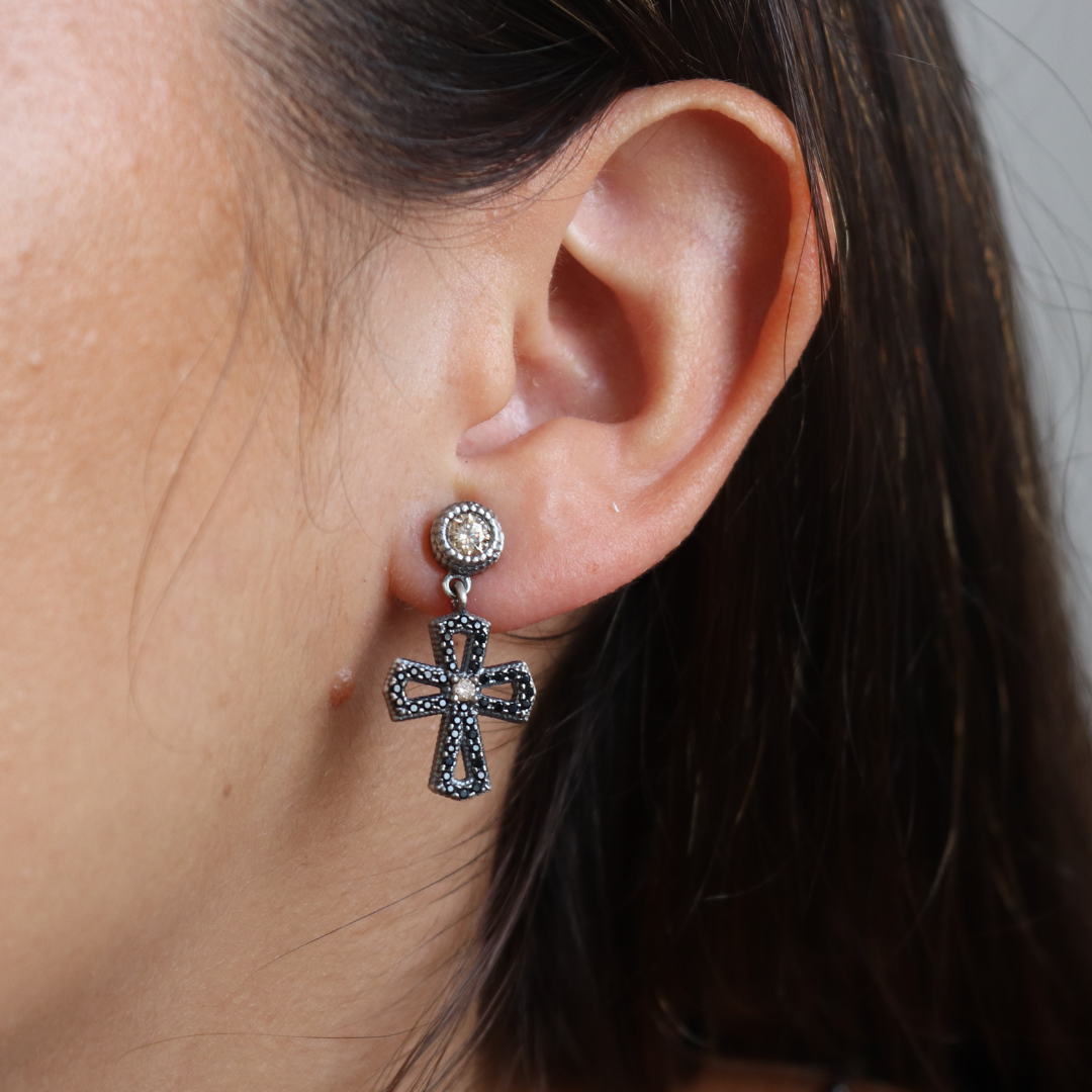 Pendientes Plata Cruz