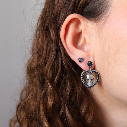 Pendientes Plata Botón Corazón Mini