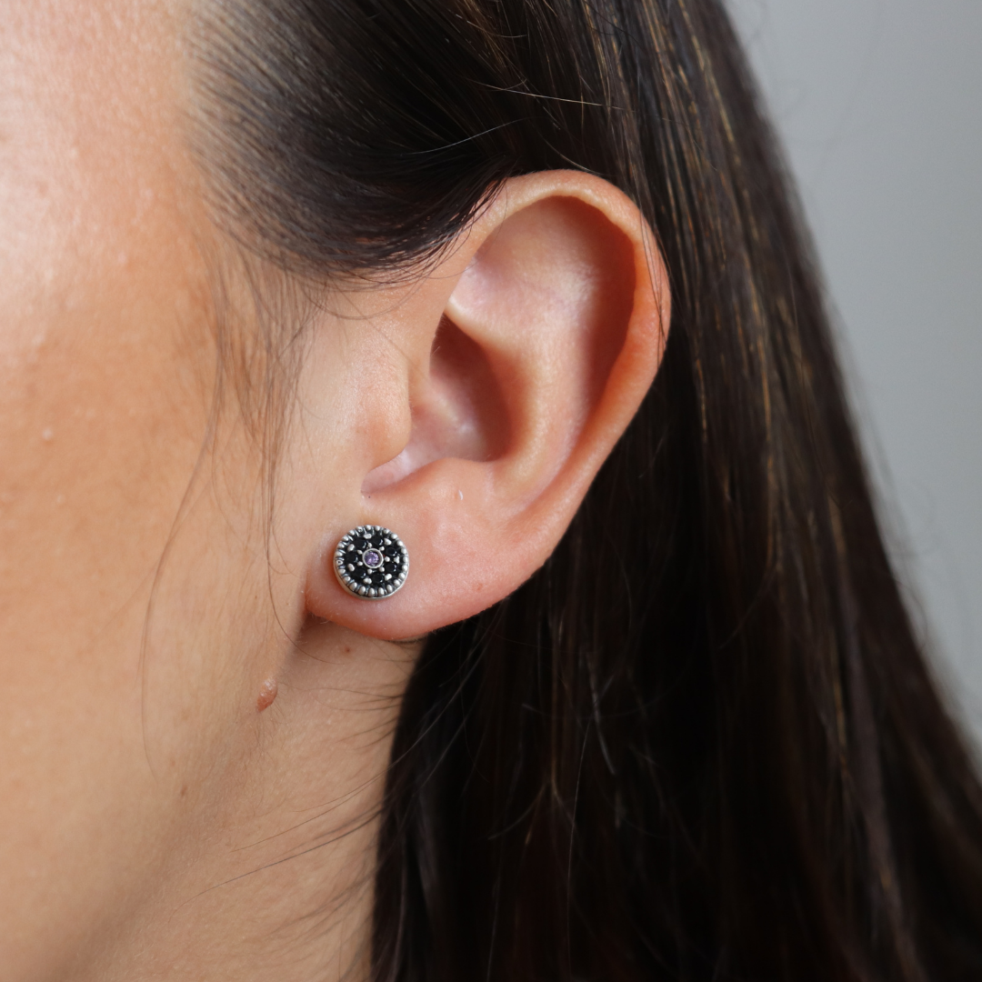 Pendientes Botón Plata Circonitas