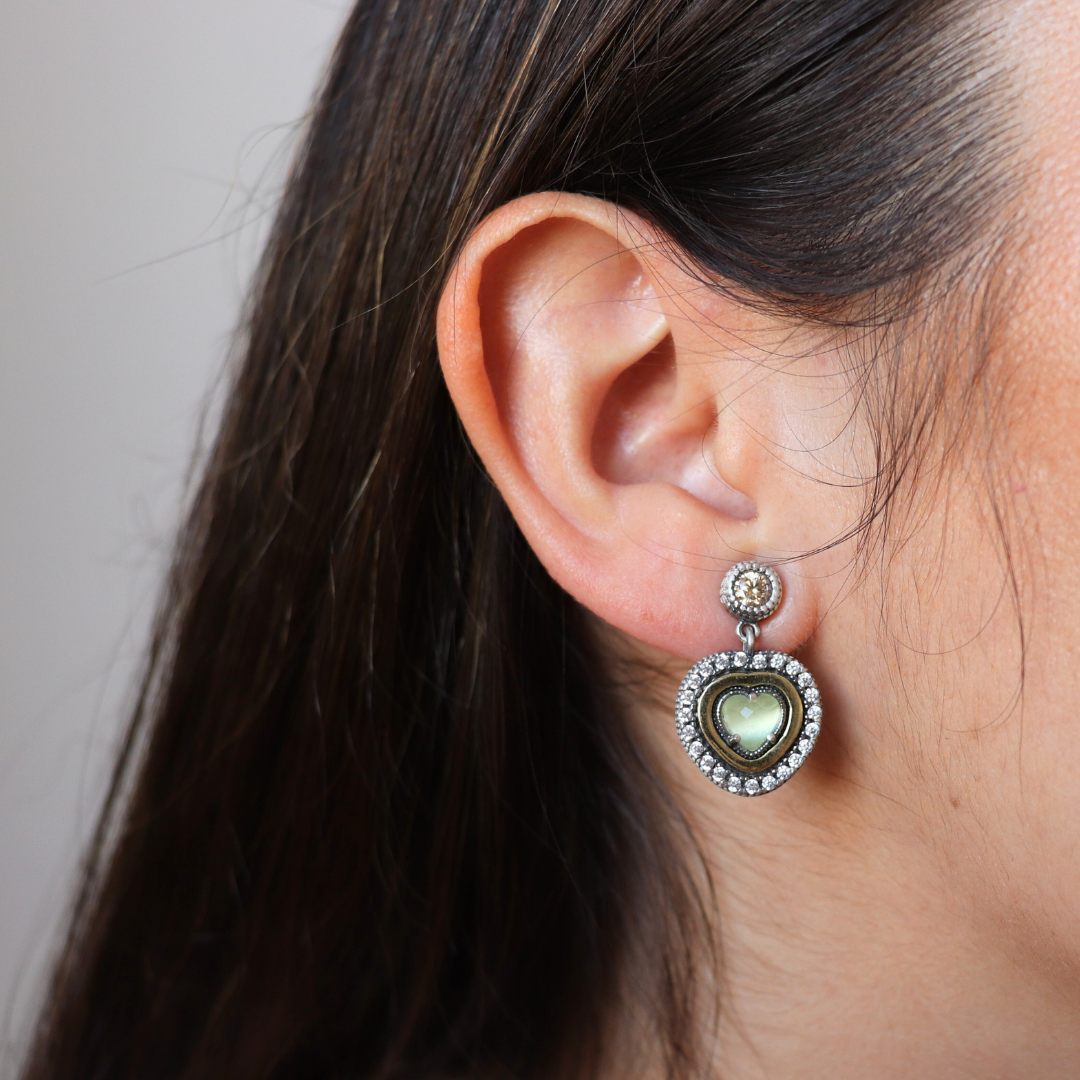 Pendientes Plata y Bronce Corazón