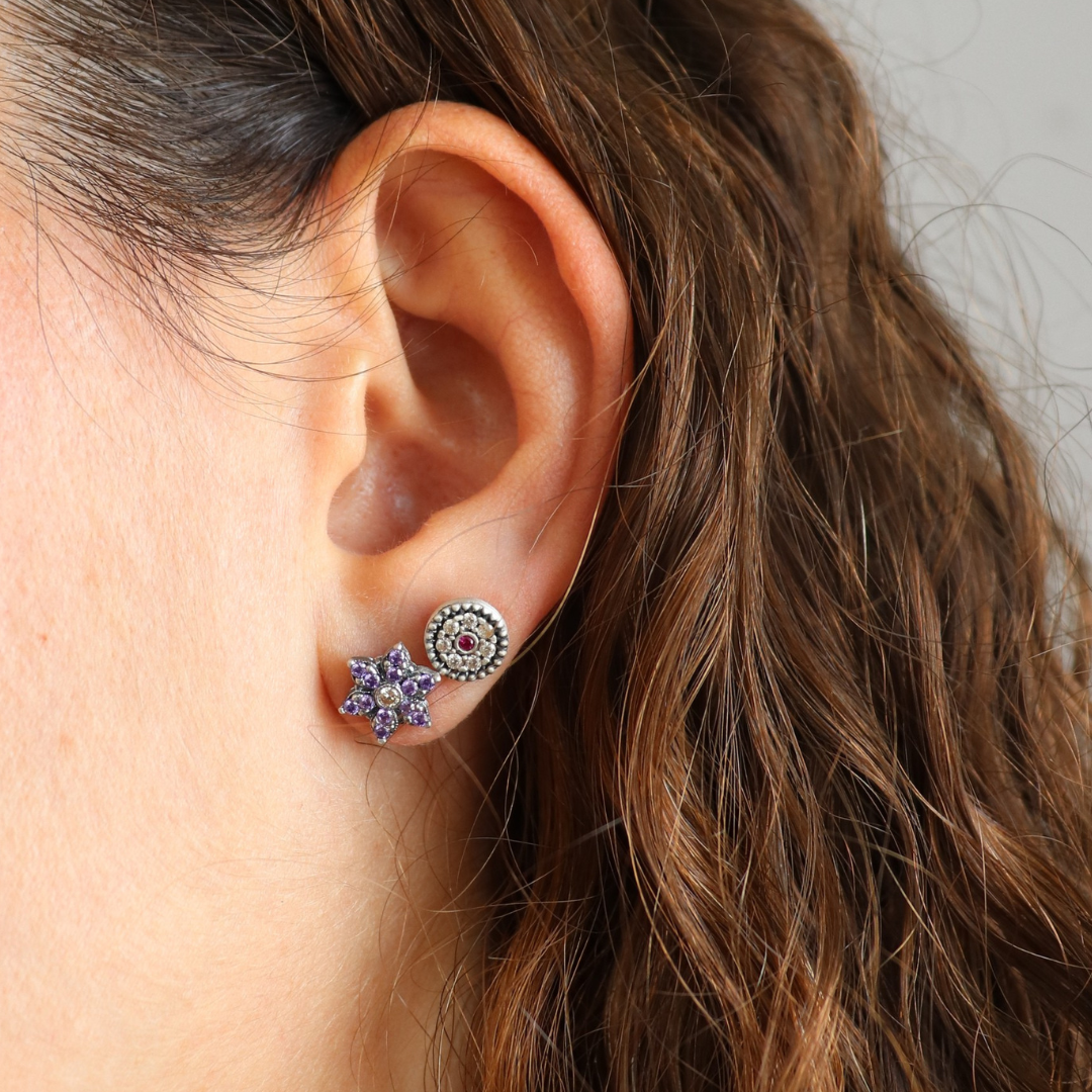 Pendientes Plata Botón Mini Circonitas