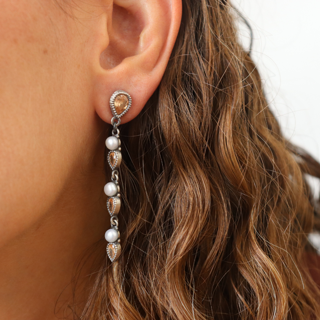Pendientes Plata Largos Perlas