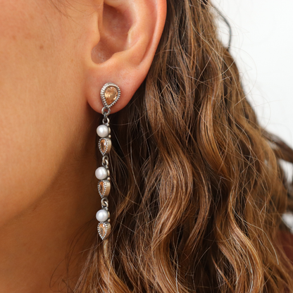 Pendientes Plata Largos Perlas