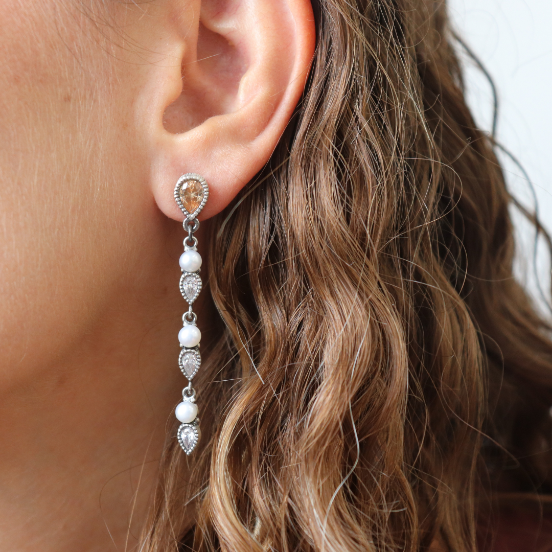 Pendientes Plata Largos Perlas