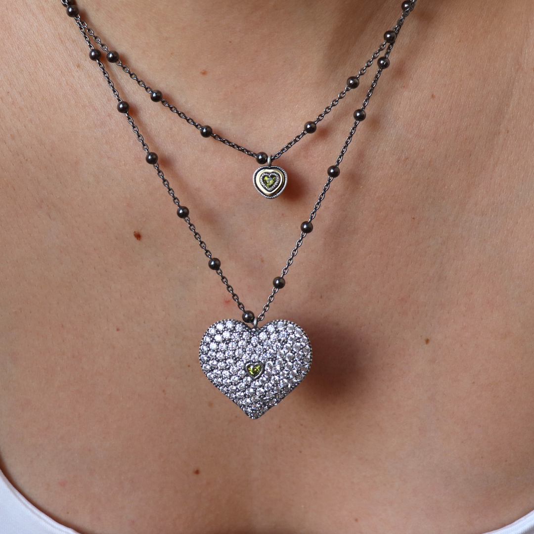 Colgante Plata Corazón Pavé Circonitas