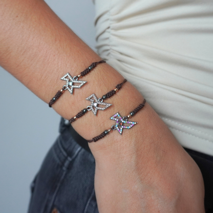 Pulsera Macramé Pajarita Plata Pequeña