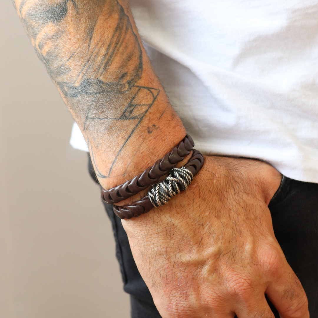 Pulsera Cuero Plata