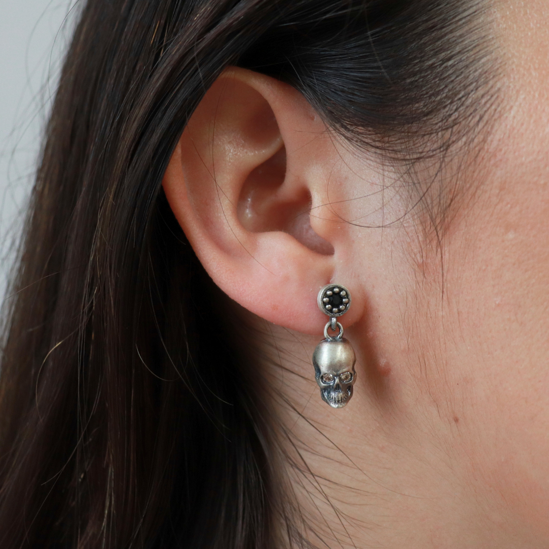 Pendientes Calavera Plata Circonitas