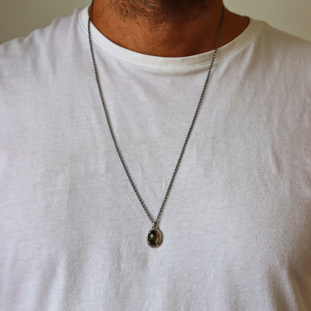 Colgante Plata Fumé Oval