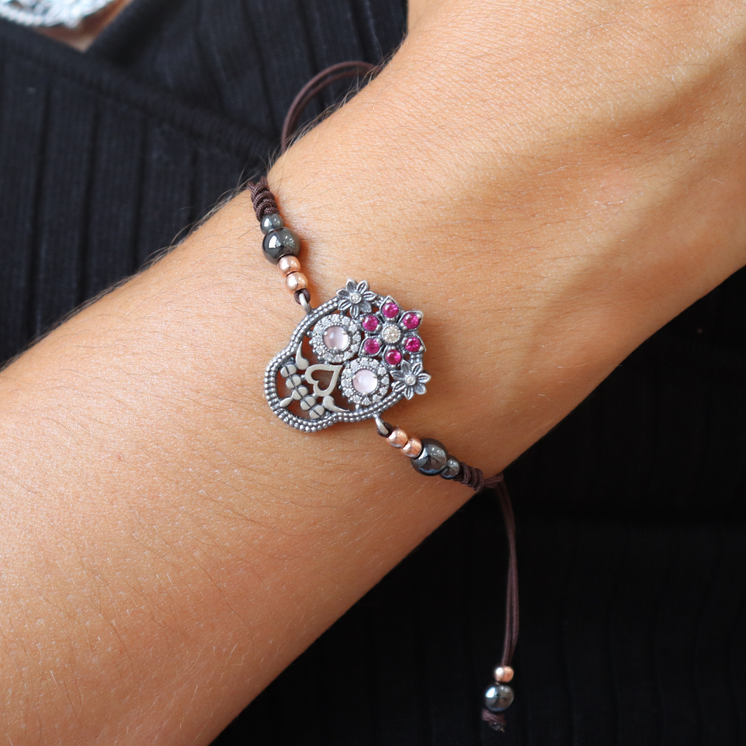 Pulser Plata Macramé Calavera Flores
