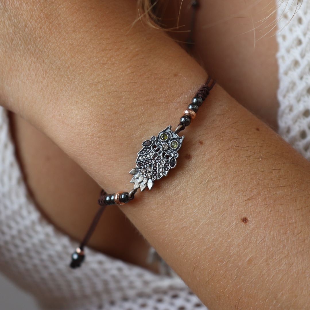 Pulsera Plata Macramé Buho