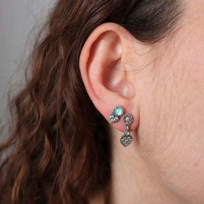 Silver Heart Stud Earrings